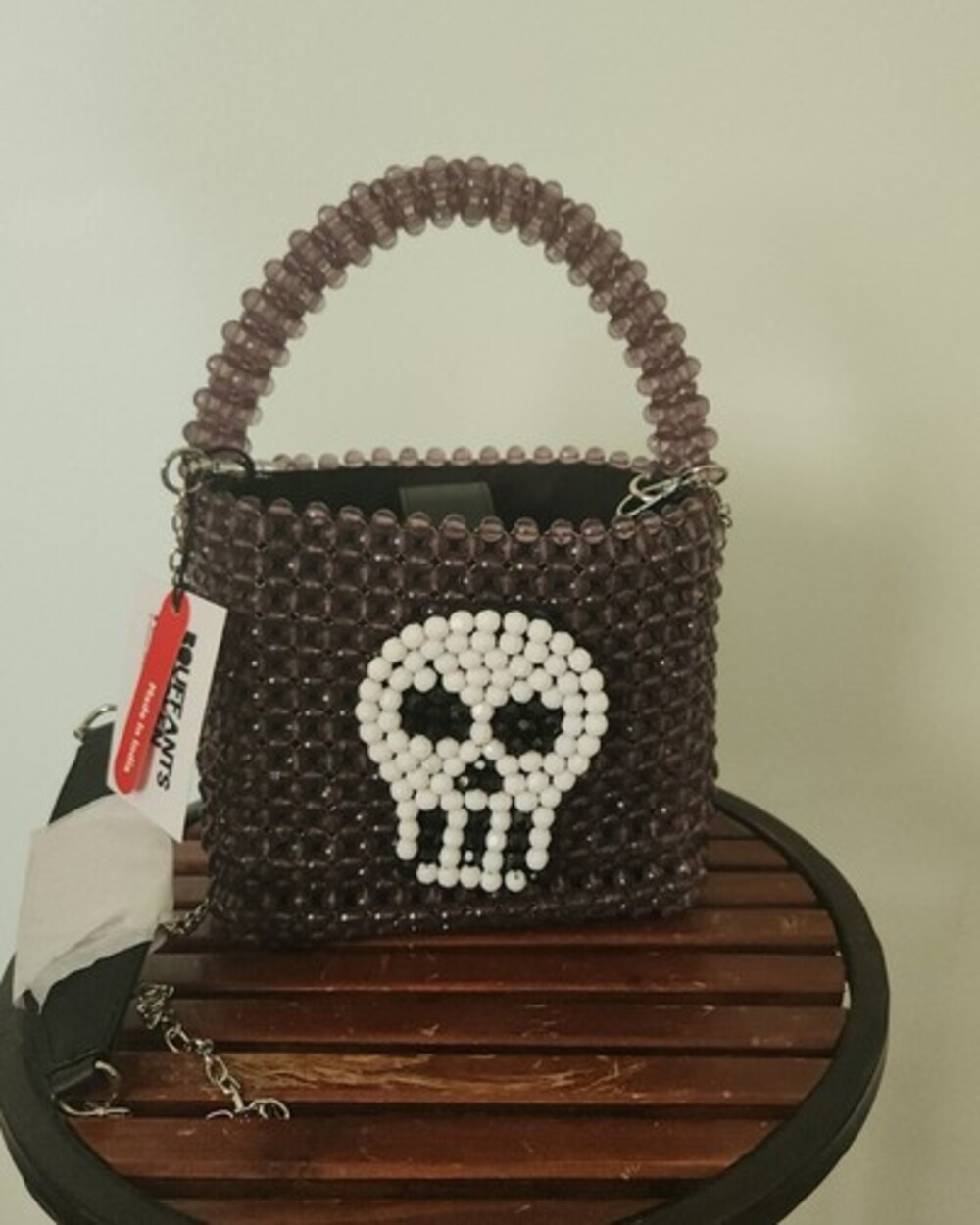 Halloween Skull Beaded Purse Handbag BOUFFANTS AND BROKEN HEARTS by Kendra Dandy